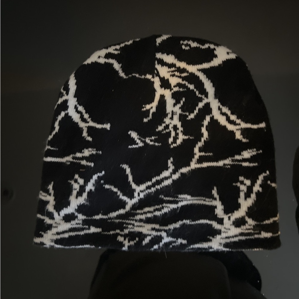 black and white lightning beanie